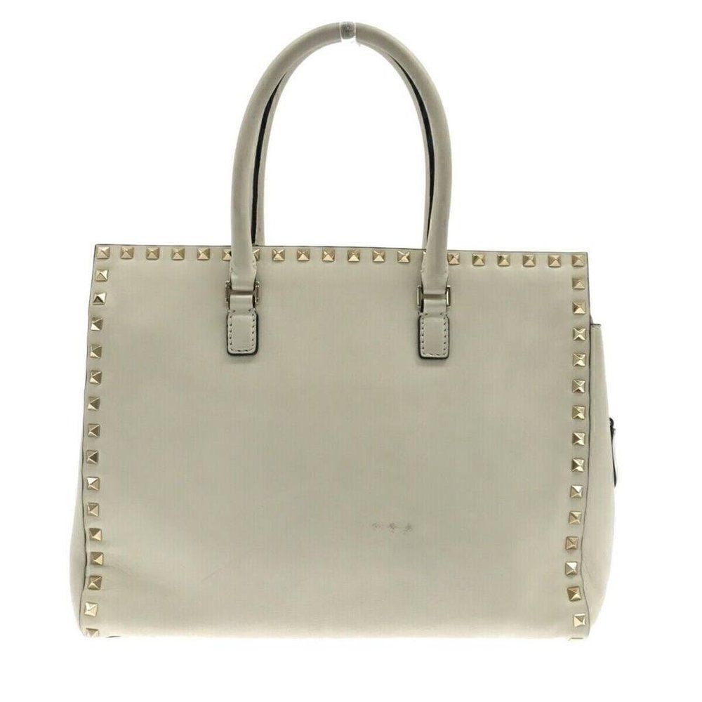 VALENTINOGARAVANI Cream Leather Tote Bag